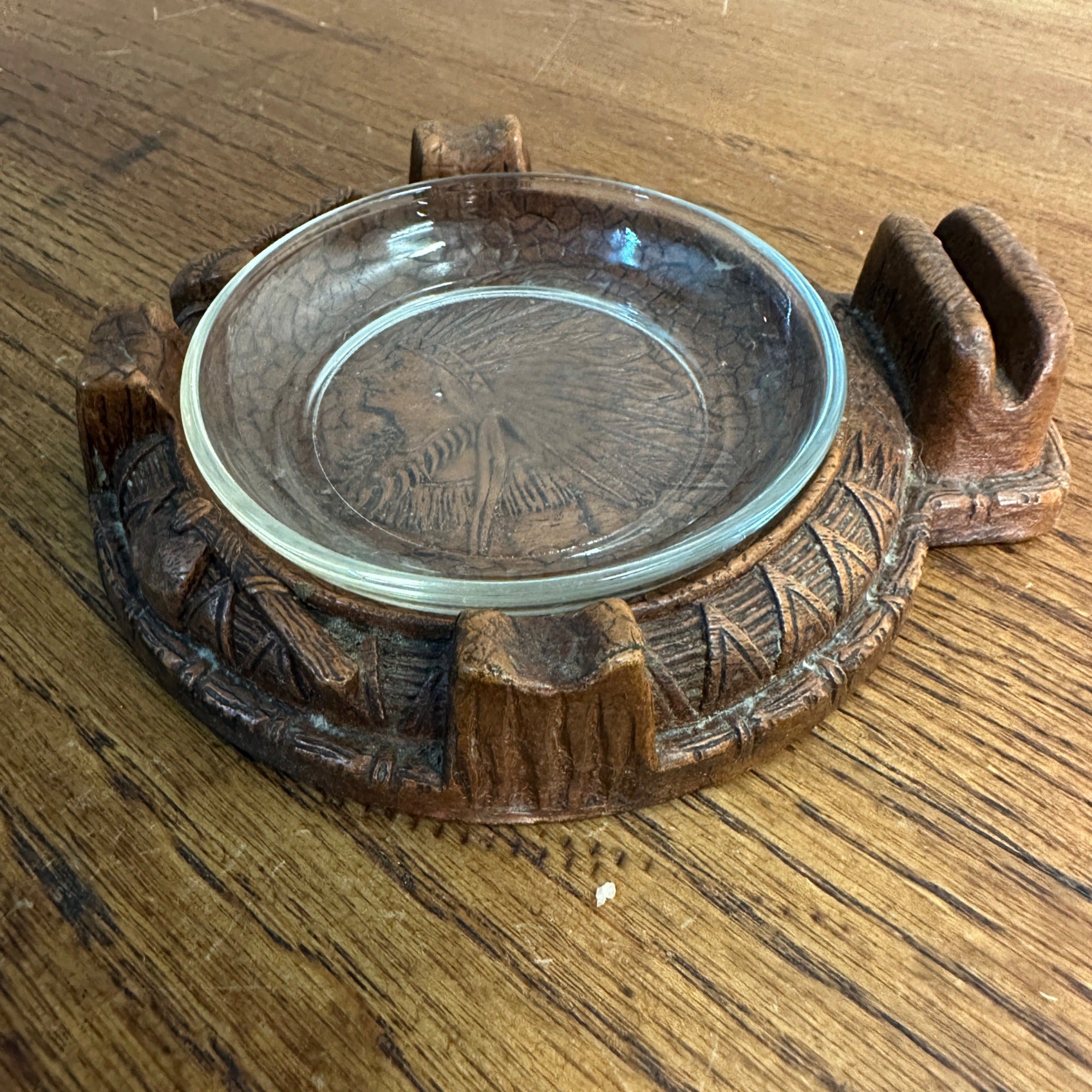 Vintage Syroco Style Art Deco Box Cigarette Case Ashtray Native American