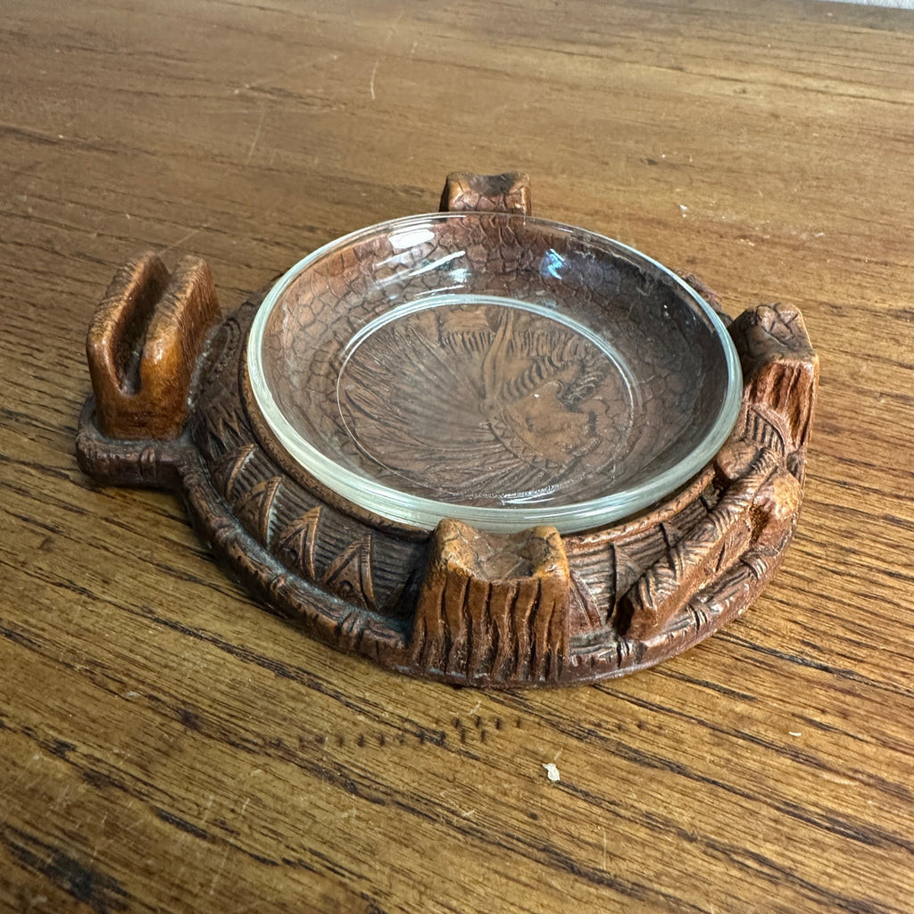 Vintage Syroco Style Art Deco Box Cigarette Case Ashtray Native American