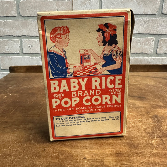 RARE Vintage Baby Rice Brand Popcorn Box Waterloo WI Movie Theater Carton