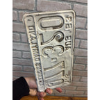 Vintage Wisconsin License Plate, White and Blue, August 1963