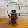Chicago Milwaukee St Paul Railroad Adlake Kerosene Lantern Etched Orange Globe