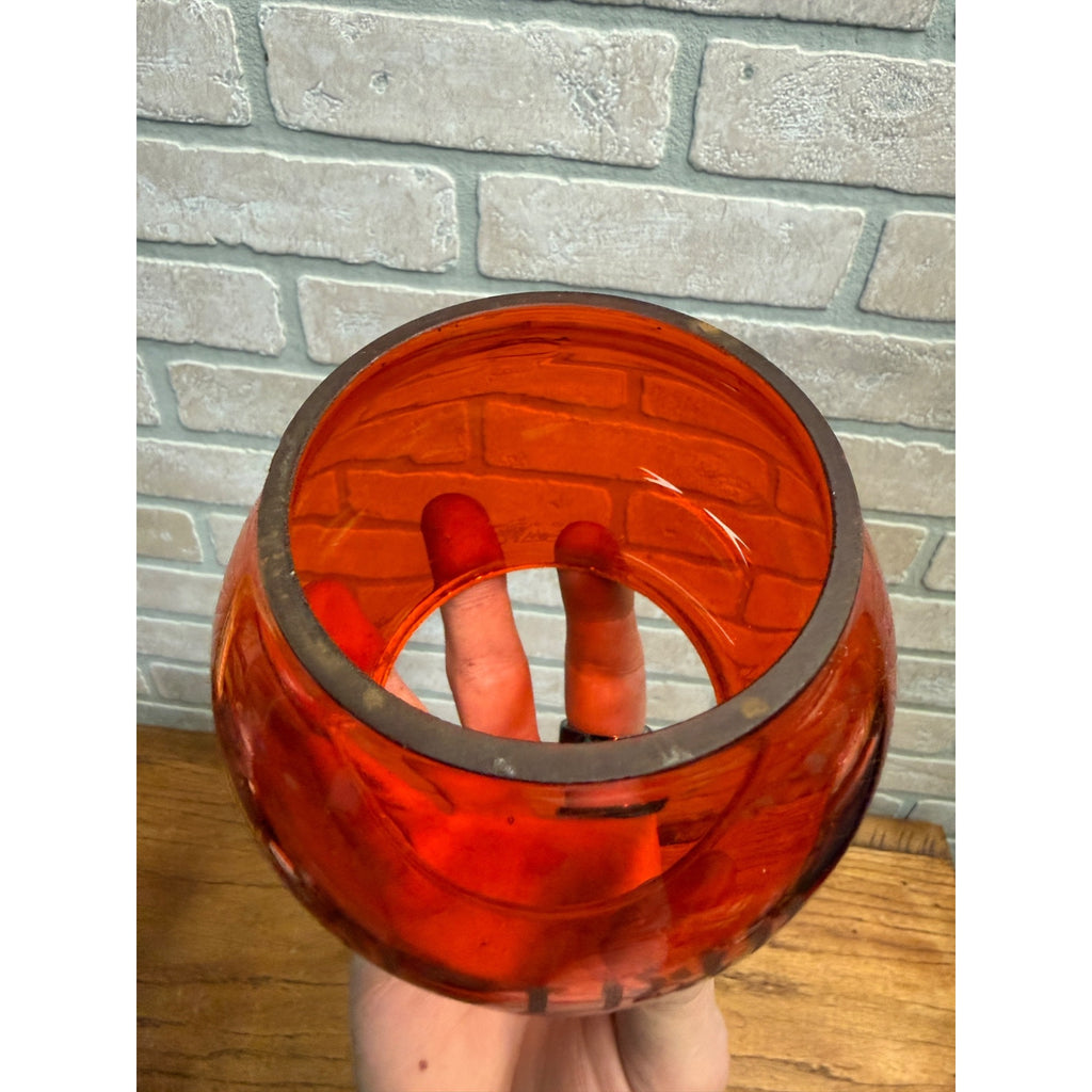 Chicago Milwaukee St Paul Railroad Adlake Kerosene Lantern Etched Orange Globe