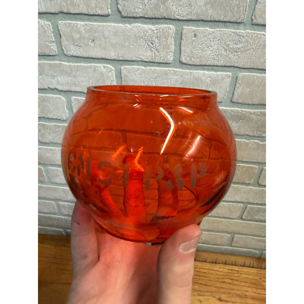 Chicago Milwaukee St Paul Railroad Adlake Kerosene Lantern Etched Orange Globe