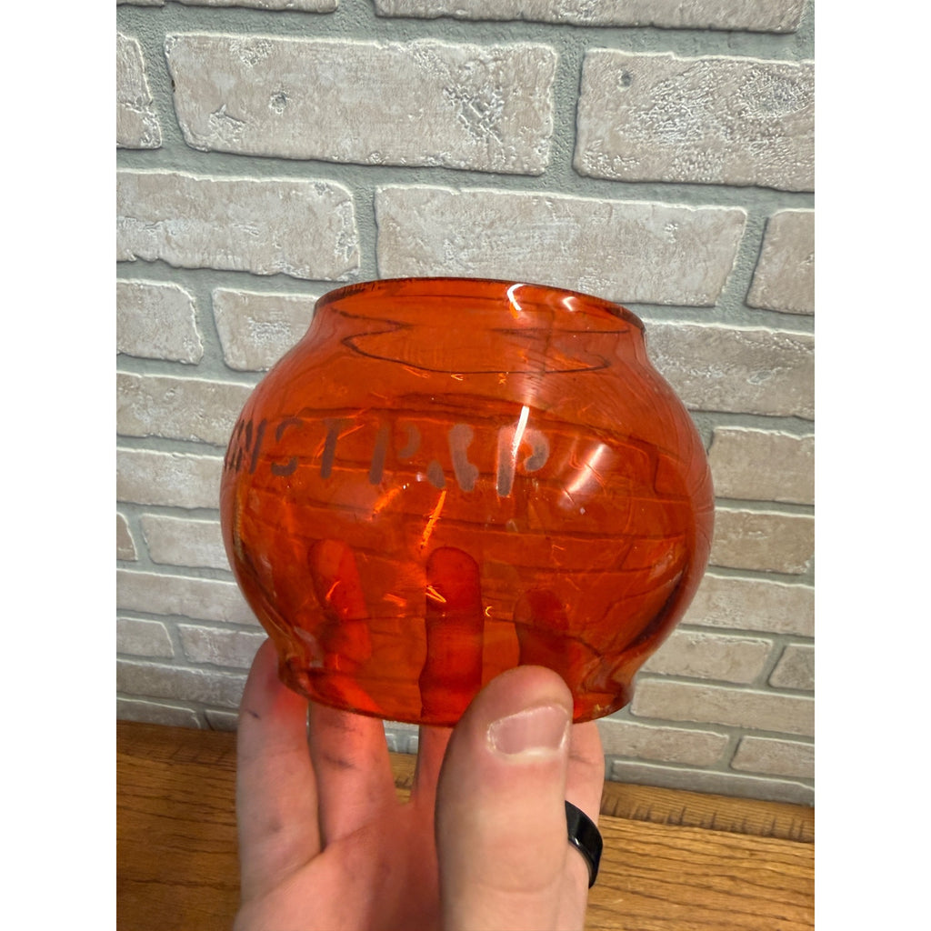 Chicago Milwaukee St Paul Railroad Adlake Kerosene Lantern Etched Orange Globe