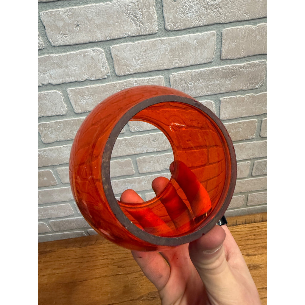 Chicago Milwaukee St Paul Railroad Adlake Kerosene Lantern Etched Orange Globe