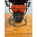 Chicago Milwaukee St Paul Railroad Adlake Kerosene Lantern Etched Orange Globe