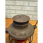 Chicago Milwaukee St Paul Railroad Adlake Kerosene Lantern Etched Orange Globe