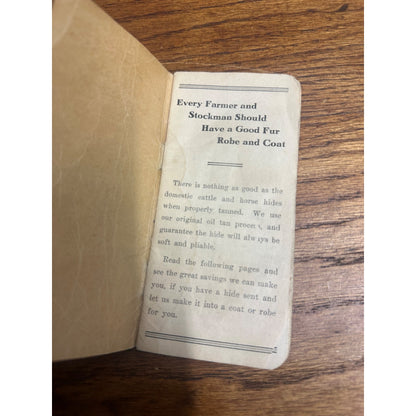 Vintage Cownie Tanning Co. Des Moines Iowa Advertising Memo Pad Booklet