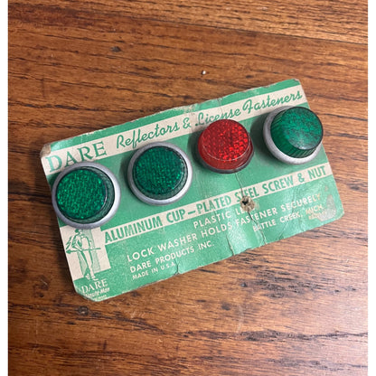 Vtg Dare Products Bicycle Car Motorcycle License Plate Reflectors NOS Red Green