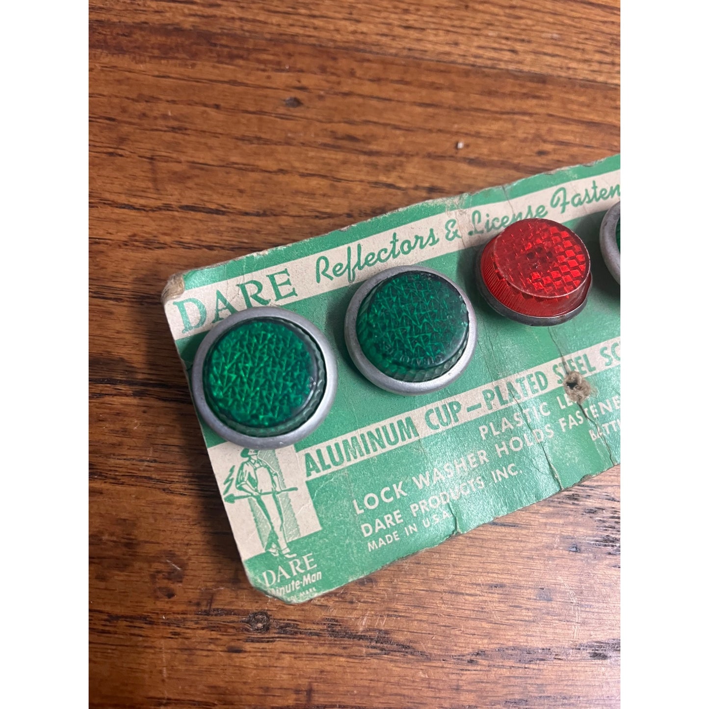 Vtg Dare Products Bicycle Car Motorcycle License Plate Reflectors NOS Red Green