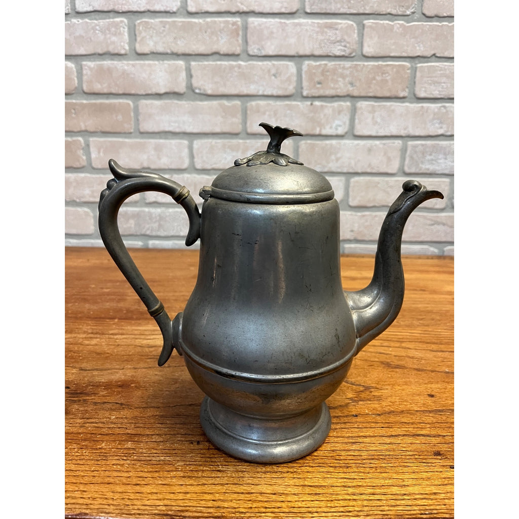 Antique Primitive 19th c. Flagg Homan Pewter Tea Pot Victorian