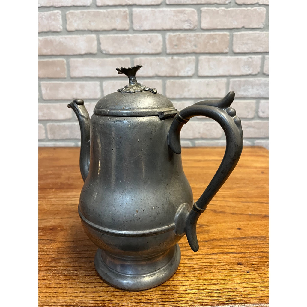 Antique Primitive 19th c. Flagg Homan Pewter Tea Pot Victorian