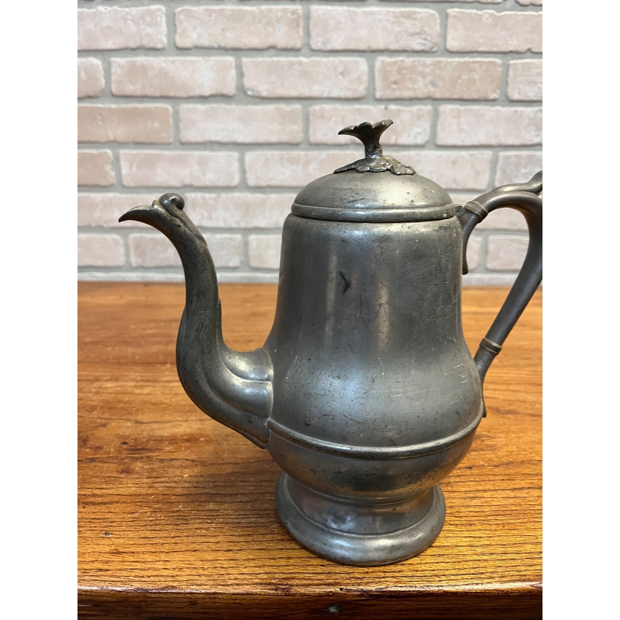 Antique Primitive 19th c. Flagg Homan Pewter Tea Pot Victorian