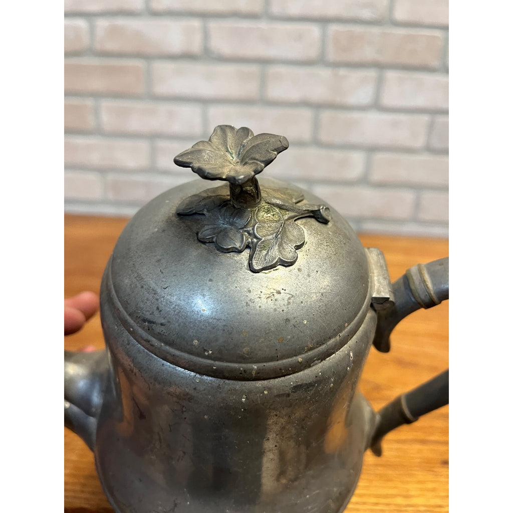 Antique Primitive 19th c. Flagg Homan Pewter Tea Pot Victorian