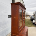 Antique Primitive 19th c. Kitchen Cupboard Red Stepback Hutch Cabinet Farmhouse