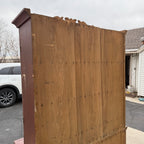 Antique Primitive 19th c. Kitchen Cupboard Red Stepback Hutch Cabinet Farmhouse