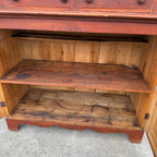 Antique Primitive 19th c. Kitchen Cupboard Red Stepback Hutch Cabinet Farmhouse