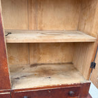 Antique Primitive 19th c. Kitchen Cupboard Red Stepback Hutch Cabinet Farmhouse