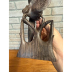 Vintage Hand-Carved Hardwood Stylized Bird Sculpture Poised on Branch Balinese MCM