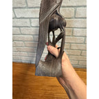 Vintage Hand-Carved Hardwood Stylized Bird Sculpture Poised on Branch Balinese MCM