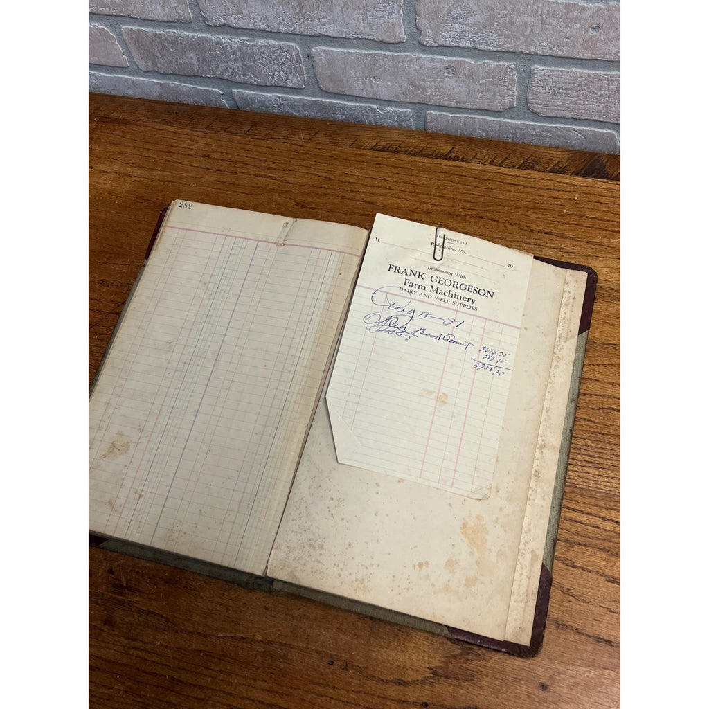 Vintage 1930s Frank Georgeson Farm Implement Dealer Ledger Book Redgranite, Wis
