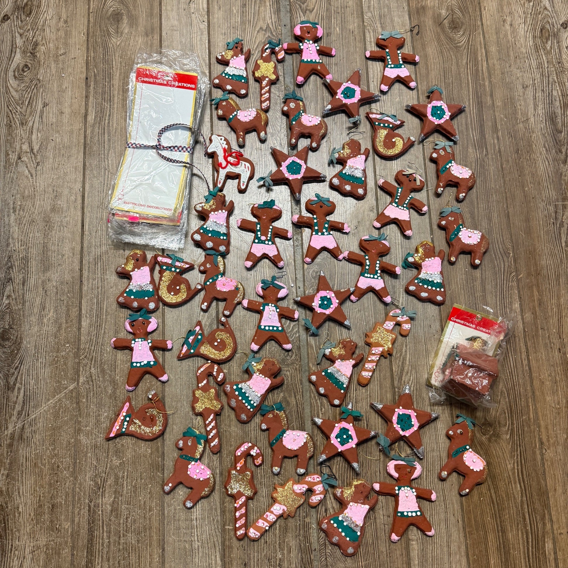 Vintage Huge Lot Japan Christmas Creations Gingerbread Ornaments 1960s