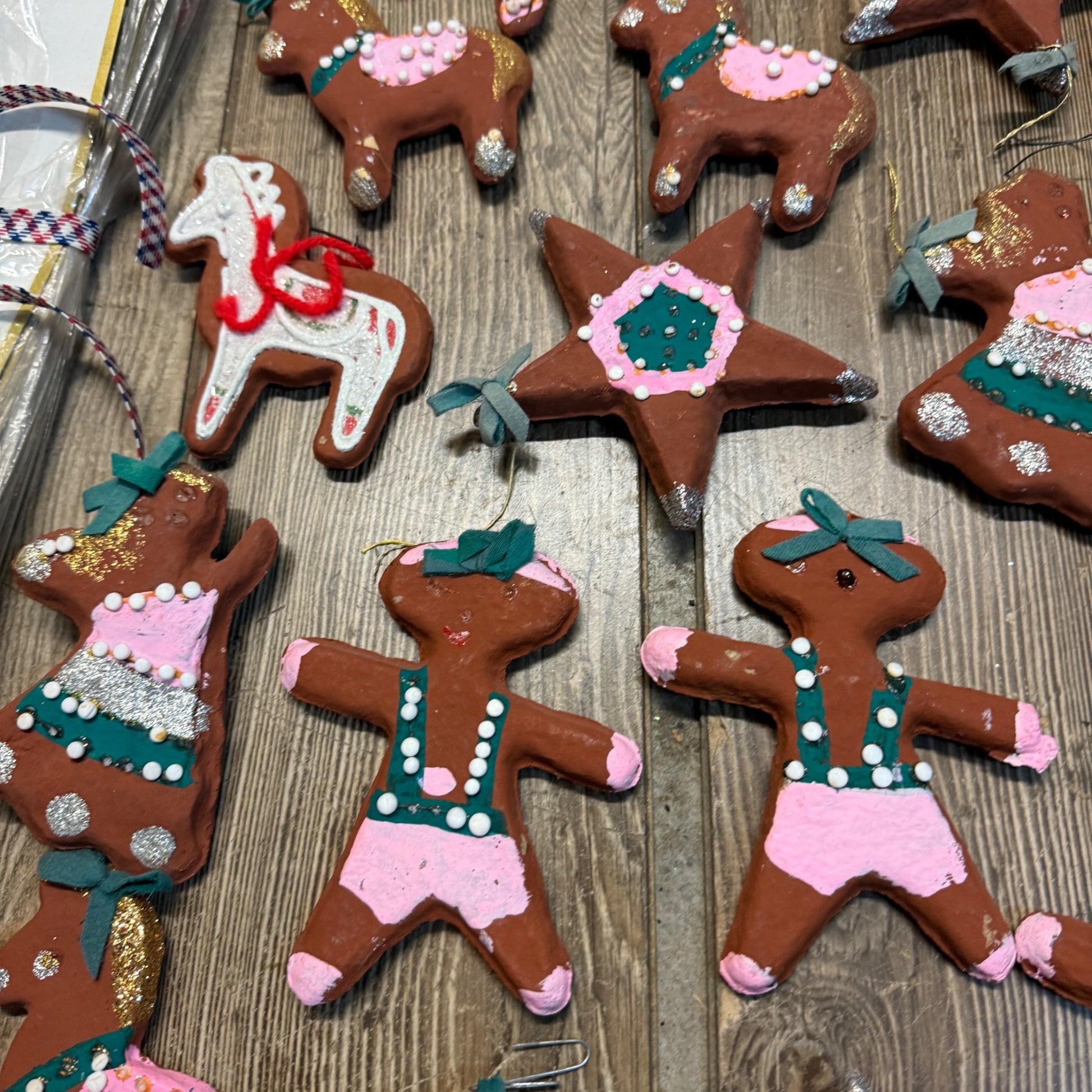 Vintage Huge Lot Japan Christmas Creations Gingerbread Ornaments 1960s