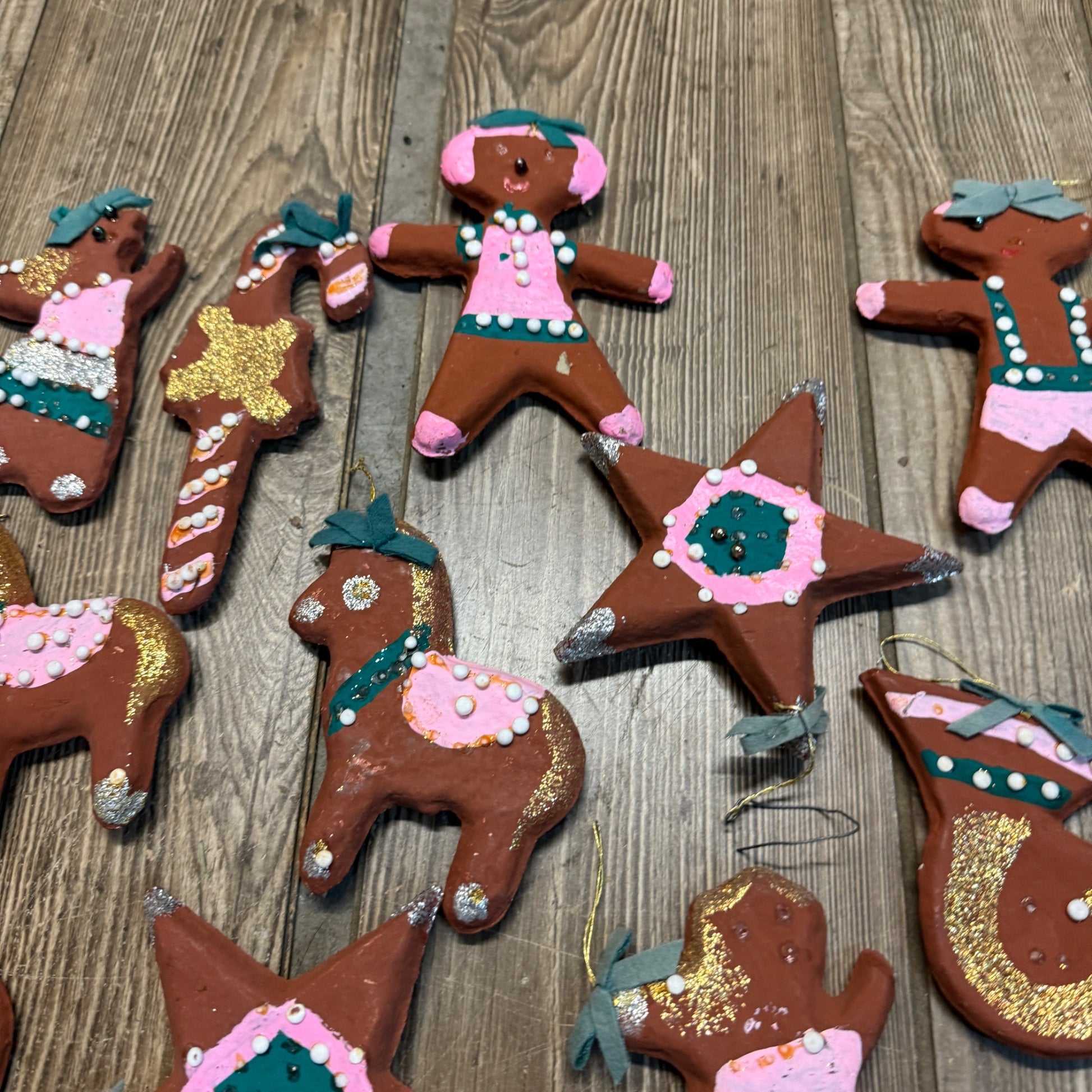 Vintage Huge Lot Japan Christmas Creations Gingerbread Ornaments 1960s