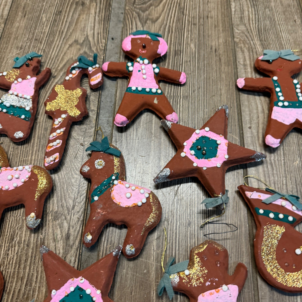 Vintage Huge Lot Japan Christmas Creations Gingerbread Ornaments 1960s