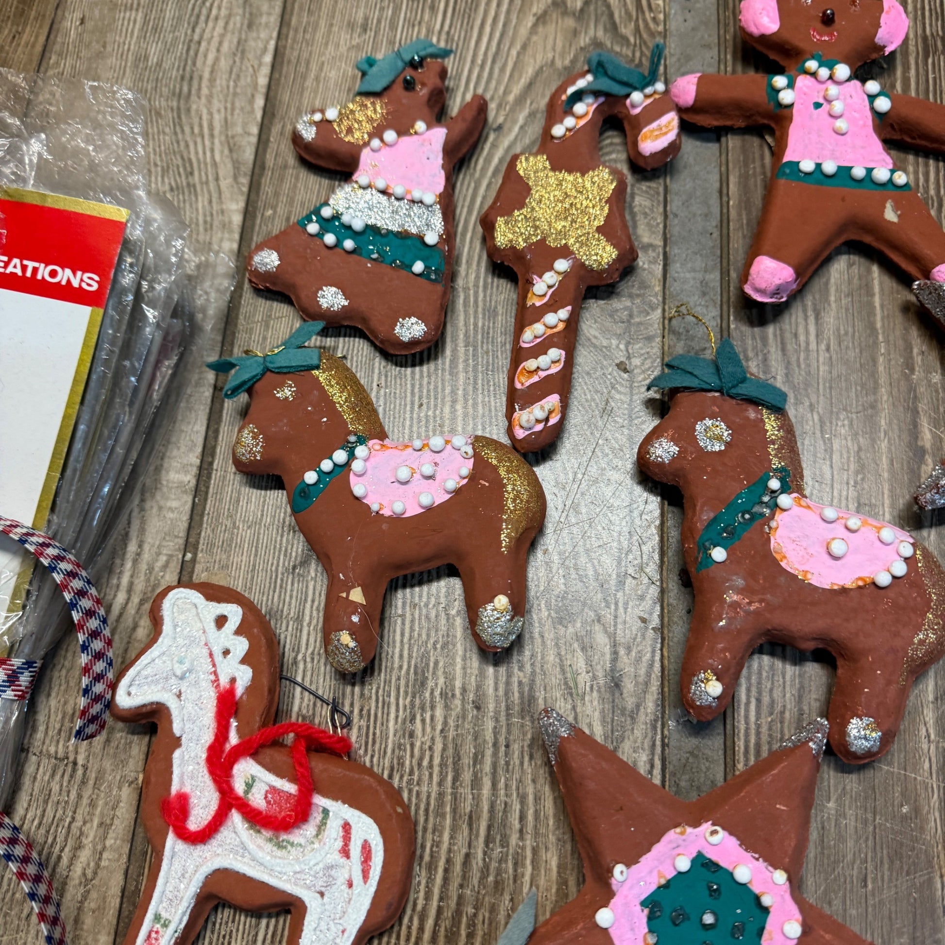 Vintage Huge Lot Japan Christmas Creations Gingerbread Ornaments 1960s