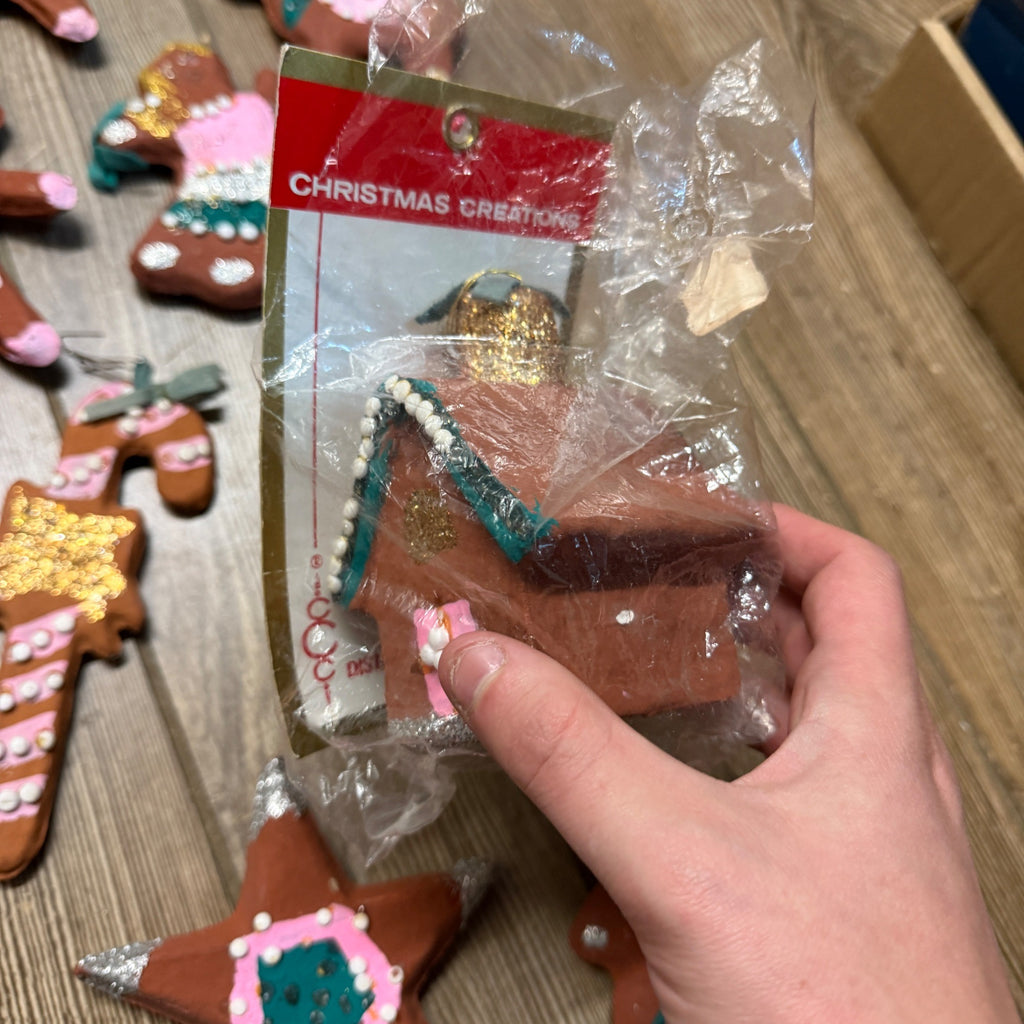 Vintage Huge Lot Japan Christmas Creations Gingerbread Ornaments 1960s
