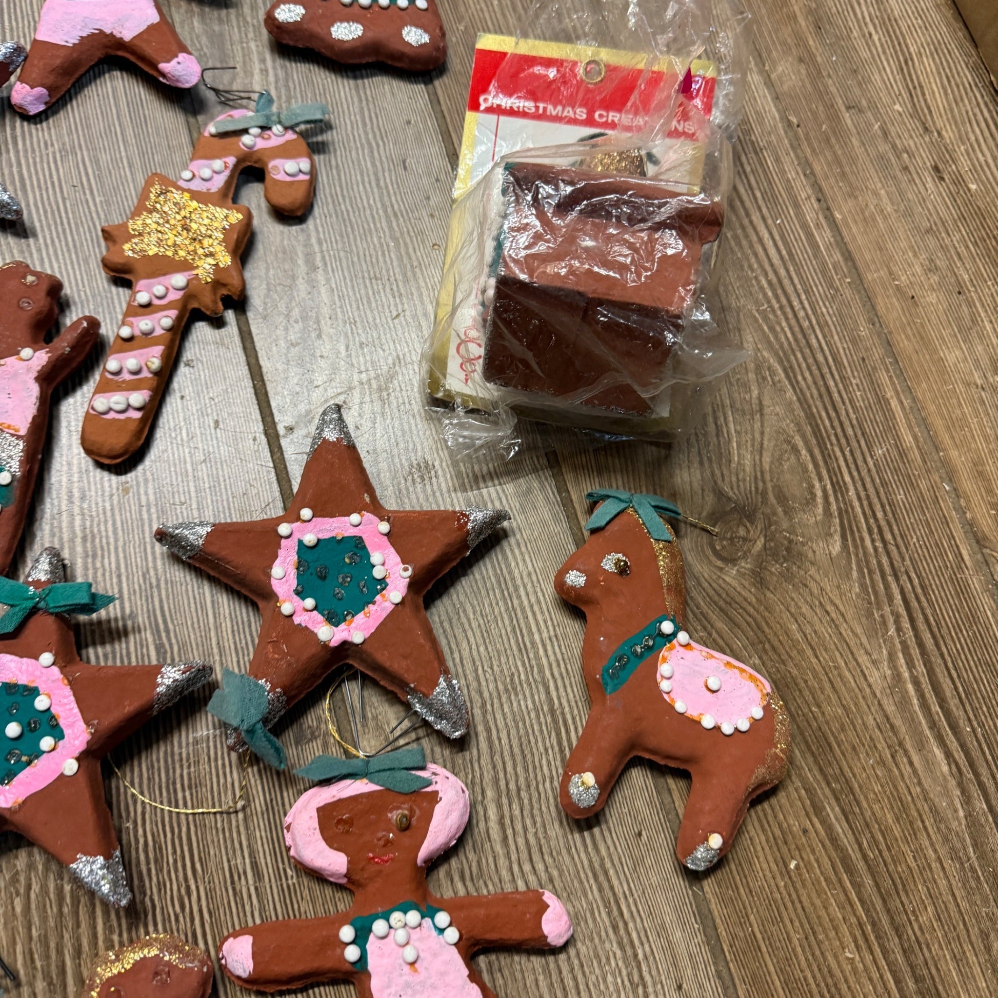 Vintage Huge Lot Japan Christmas Creations Gingerbread Ornaments 1960s