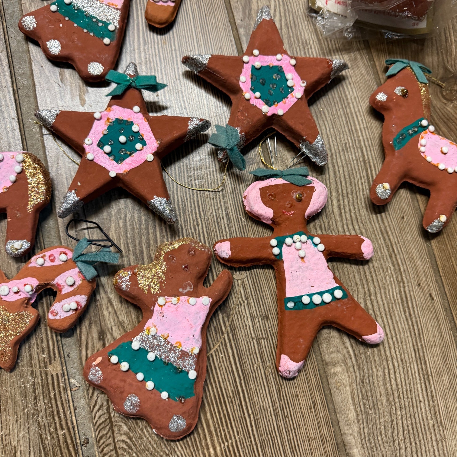 Vintage Huge Lot Japan Christmas Creations Gingerbread Ornaments 1960s