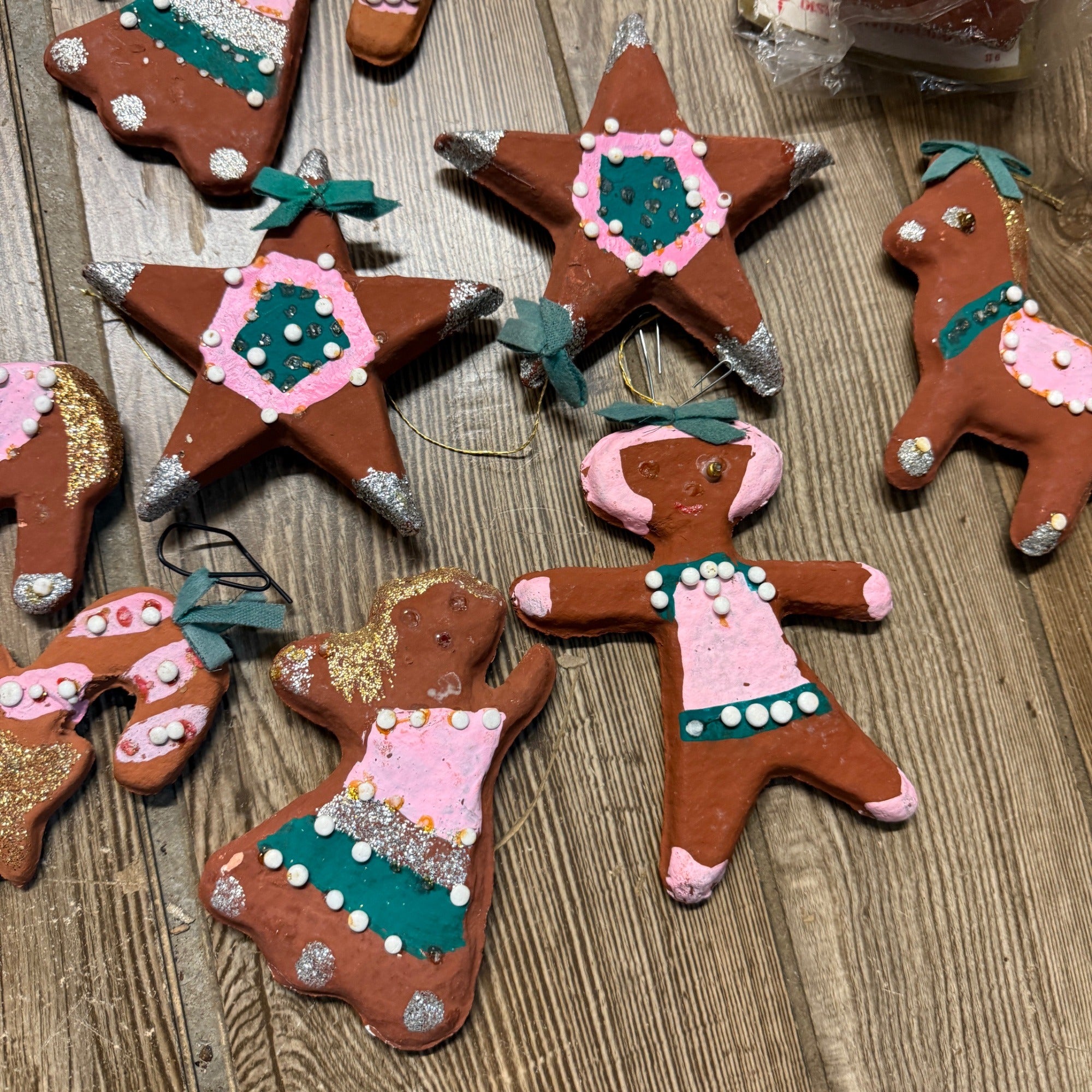 Vintage Huge Lot Japan Christmas Creations Gingerbread Ornaments 1960s