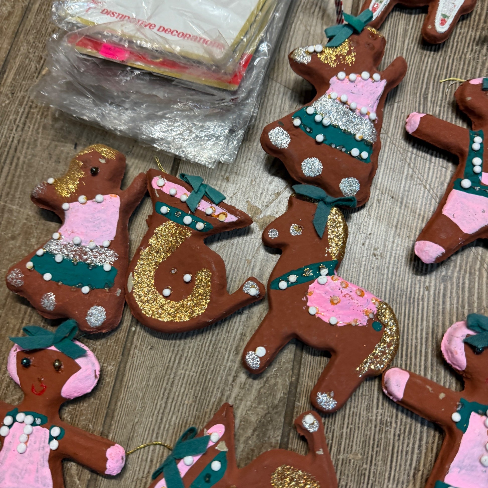 Vintage Huge Lot Japan Christmas Creations Gingerbread Ornaments 1960s