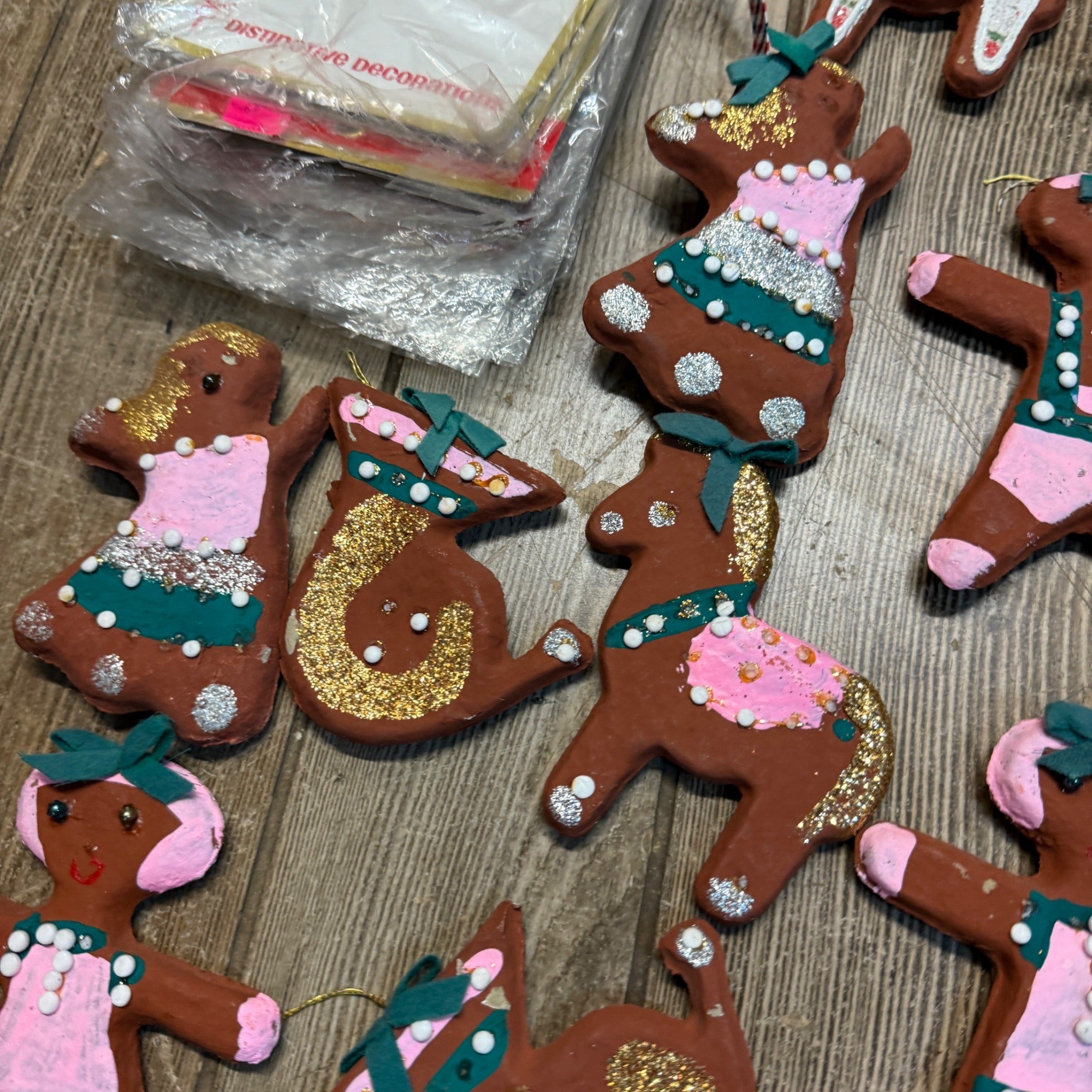 Vintage Huge Lot Japan Christmas Creations Gingerbread Ornaments 1960s
