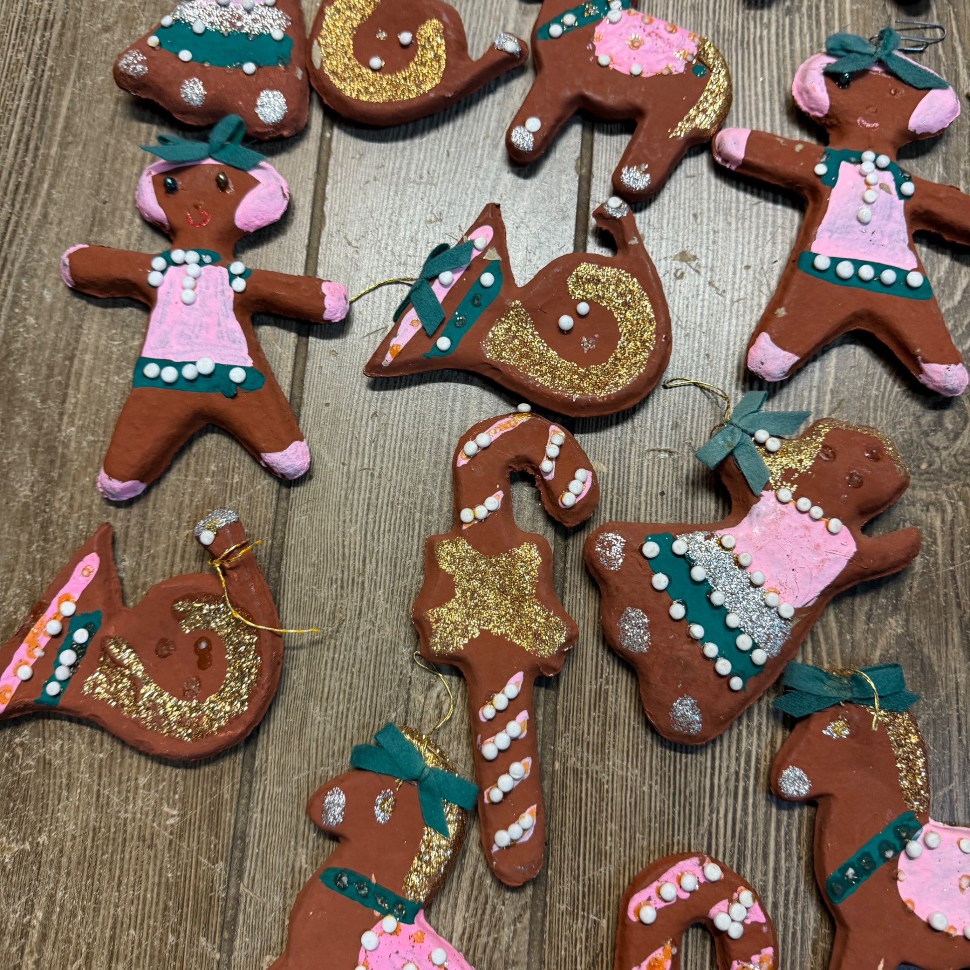 Vintage Huge Lot Japan Christmas Creations Gingerbread Ornaments 1960s