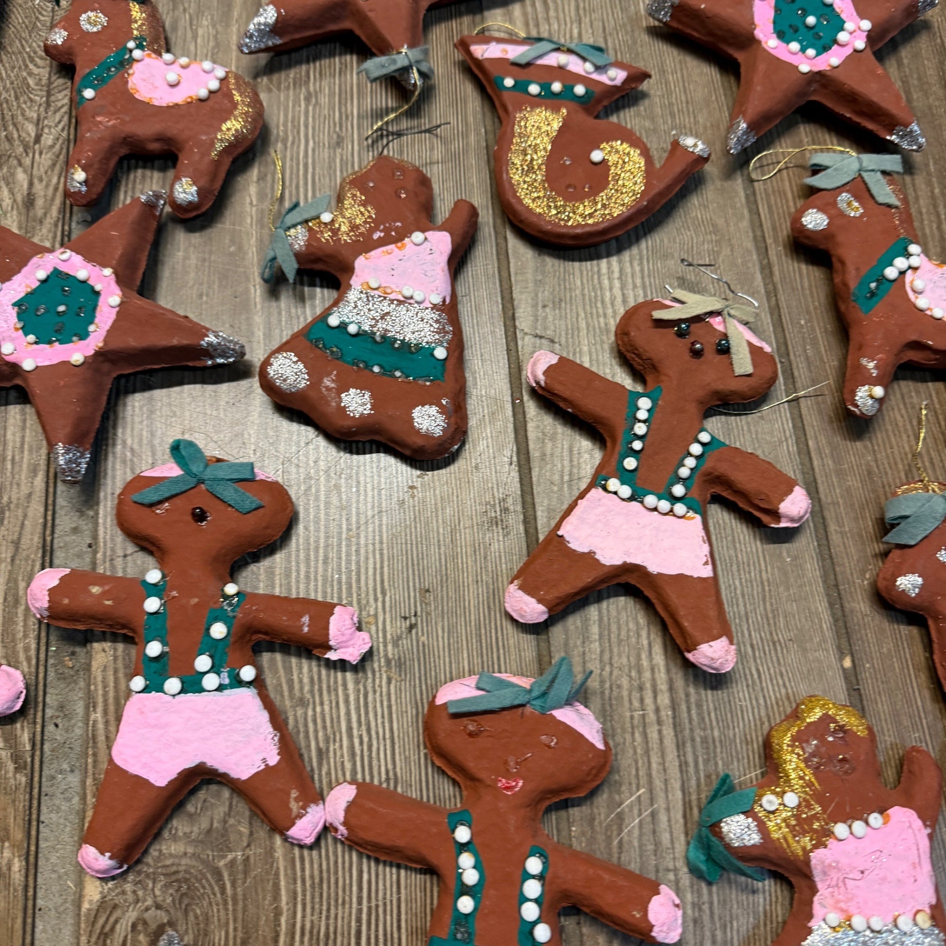 Vintage Huge Lot Japan Christmas Creations Gingerbread Ornaments 1960s