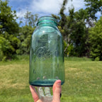 Vintage Aqua Blue Half Gallon Mason Ball Jar Canning Fruit Green #5