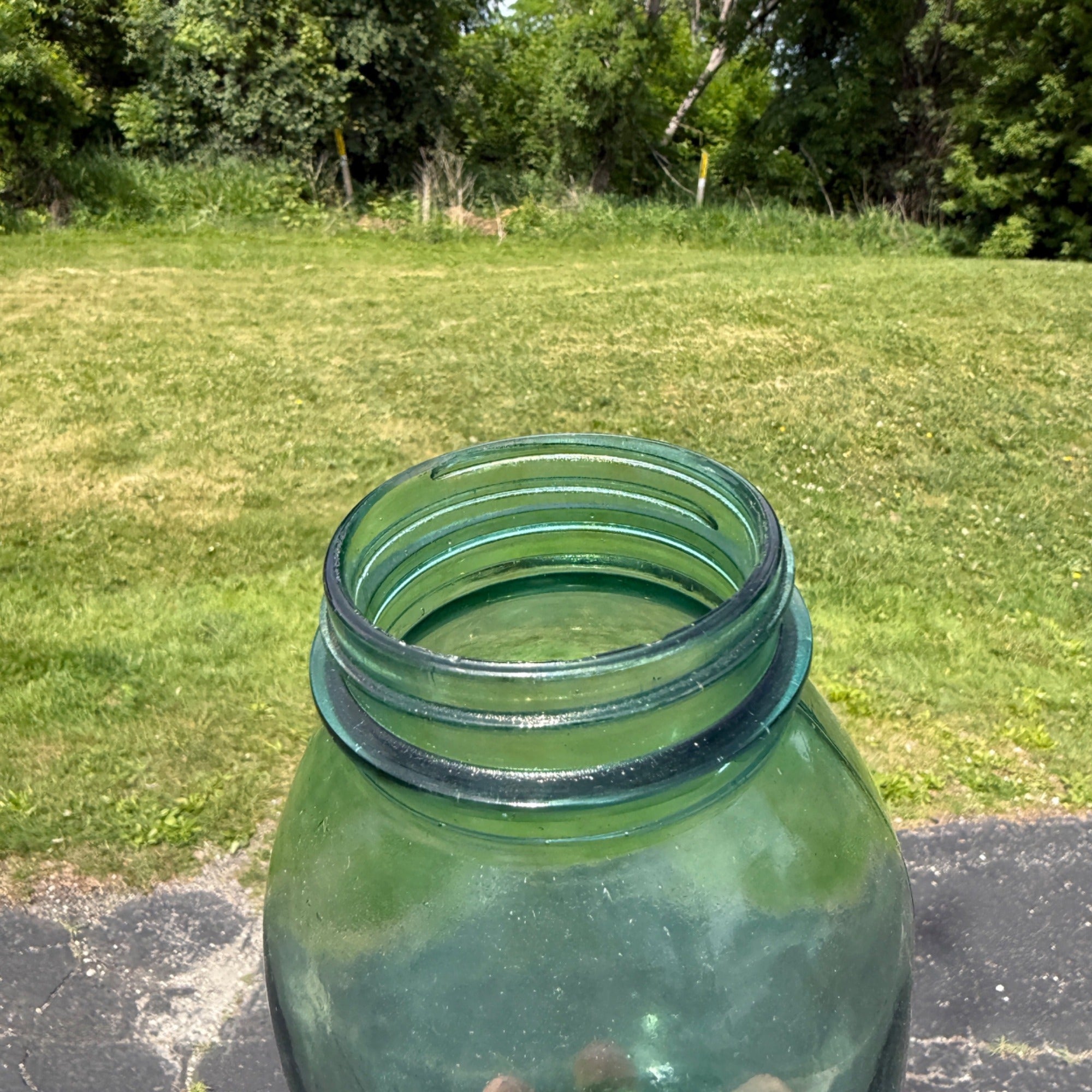 Vintage Aqua Blue Half Gallon Mason Ball Jar Canning Fruit Green #5
