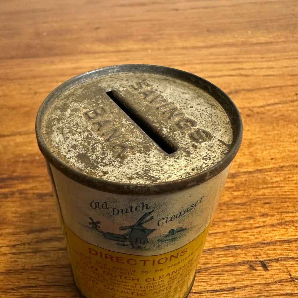 RARE Early 1900s Vintage Old Dutch Cleanser Tin Litho 3" Coin Bank Advertising