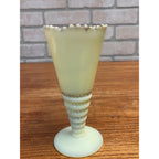 Vintage Souvenir Custard Glass Trumpet Vase Mapleton, Minnesota High School Building Circa 1920's