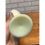 Vintage Souvenir Custard Glass Trumpet Vase Mapleton, Minnesota High School Building Circa 1920's