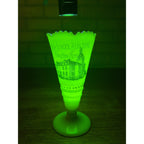 Vintage Souvenir Custard Glass Trumpet Vase Mapleton, Minnesota High School Building Circa 1920's