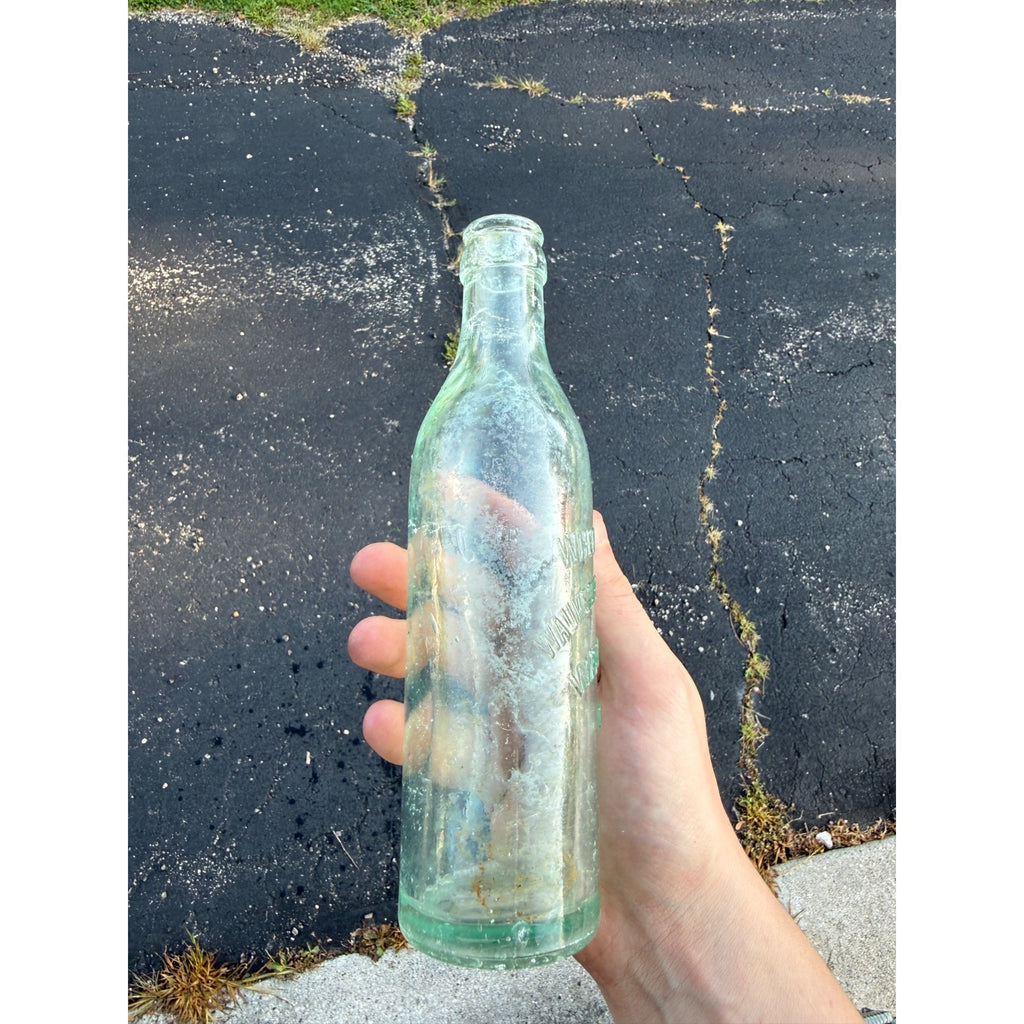 Antique Wheeler Bros Waukesha Soda Water Co Wis Aqua Bottle Crown Top