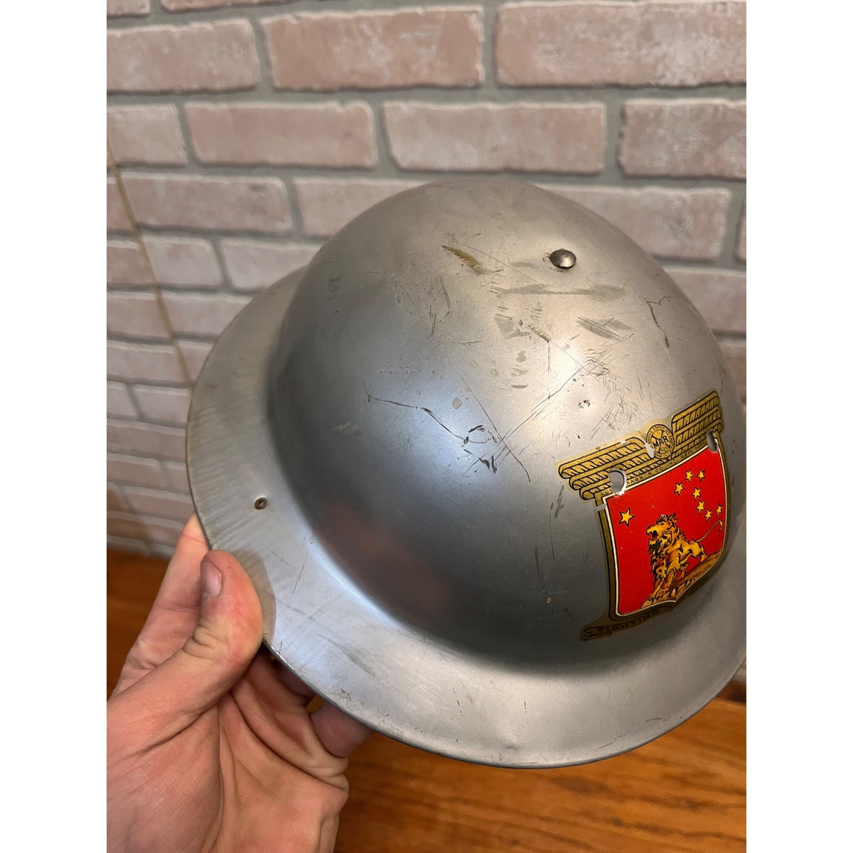 Antique Marx WWI US Army Style Doughboy Toy Helmet Fighting Squadron