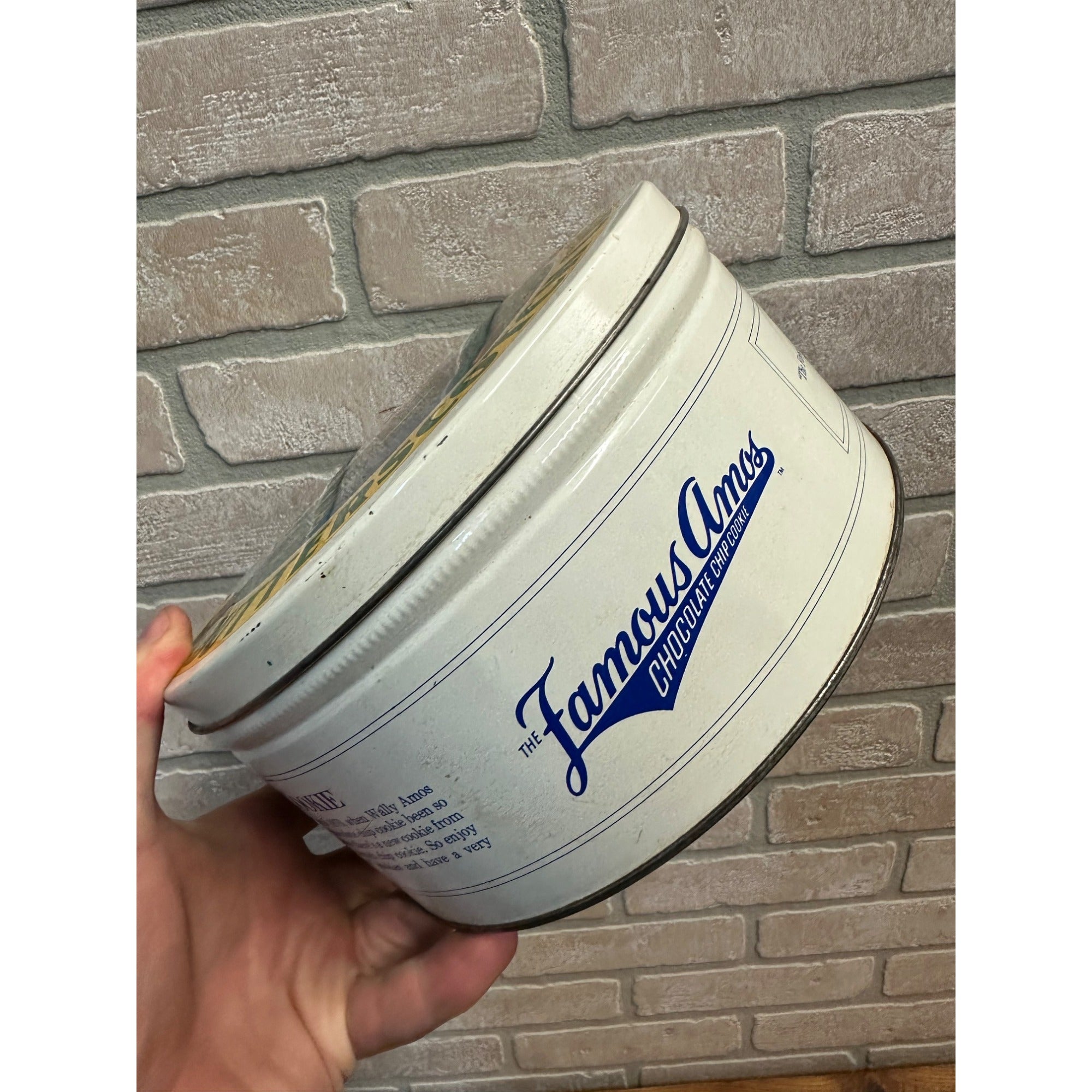 Vintage Famous Amos Butterscotch Chip Cookie Tin Can Container 1977 Collectible