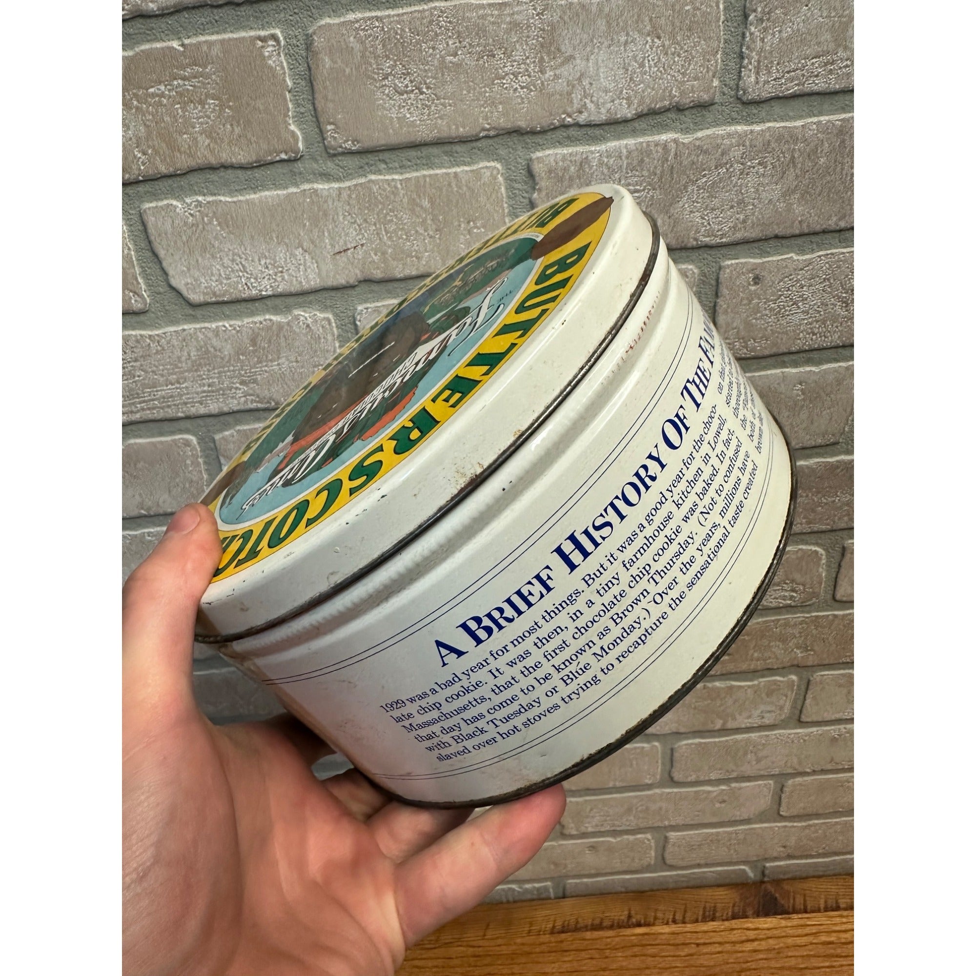 Vintage Famous Amos Butterscotch Chip Cookie Tin Can Container 1977 Collectible