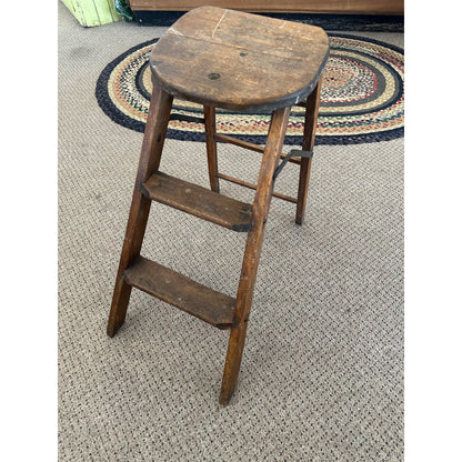 Antique Primitive Farmhouse Wooden Folding Ladder Stool by JR Clark Minn.