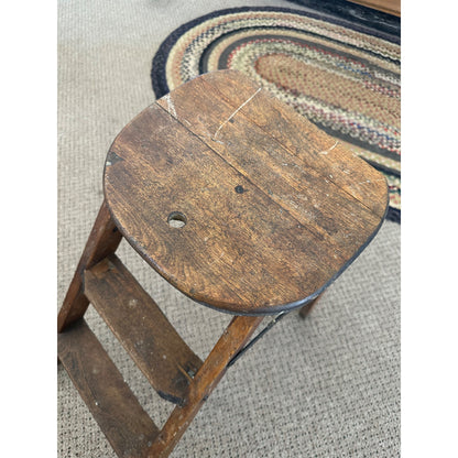 Antique Primitive Farmhouse Wooden Folding Ladder Stool by JR Clark Minn.